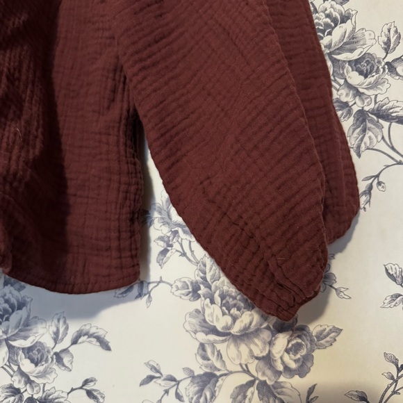 SHEIN Deep Burgundy Flowy Bishop Sleeve Blouse - Picture 3 of 4